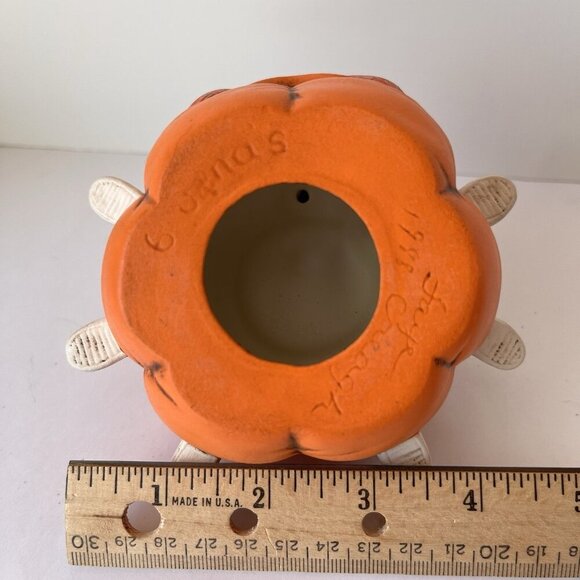 Vintage 80s Kitsche Spider on Hand Painted Halloween Jack O Lantern Pumpkin 1988 - Picture 9 of 9